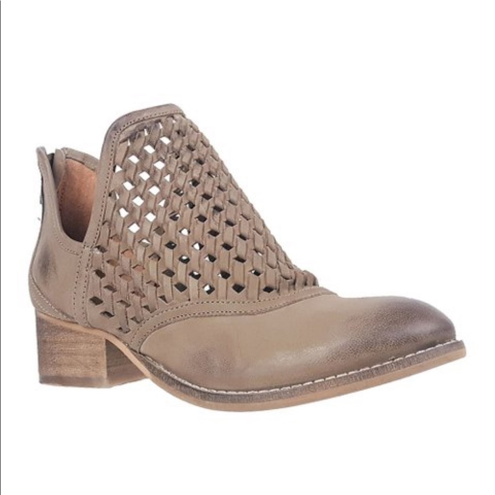 NWB REBELS Leather Cut Out Weave Booties